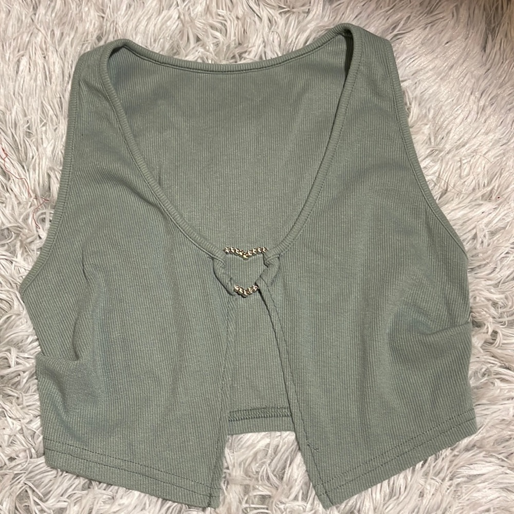 cute crop top with a rhinestones shaped like a heart